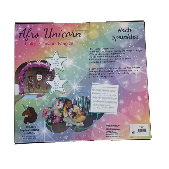 Afro Unicorn Rainbow Arch Sprinkler Outdoor Activity Toy Brand New Pink purple - Picture 2 of 9